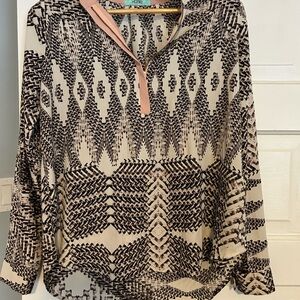 Karlie Black and Cream Patterned Blouse